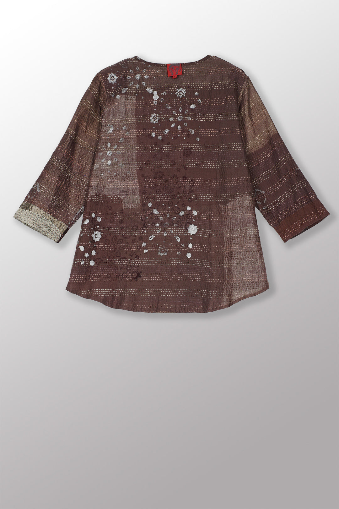 MOSAIC FRAY PATCH KANTHA KURTA TOP - zb2586-ntl -