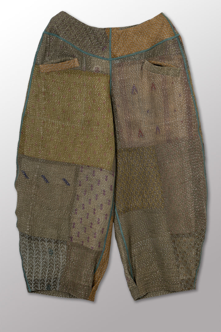 MUJI PATCH KANTHA LANTERN PANTS - mp4634-grn -