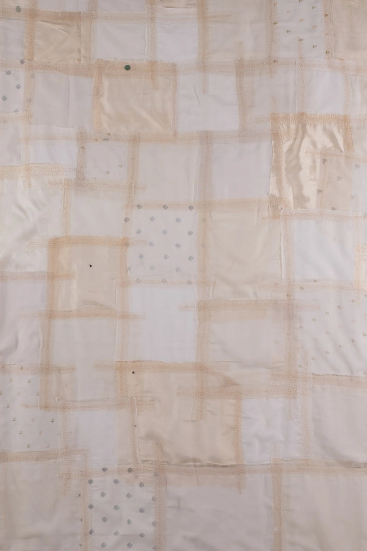 Tonal Tile Patch Kantha Curtain -White -