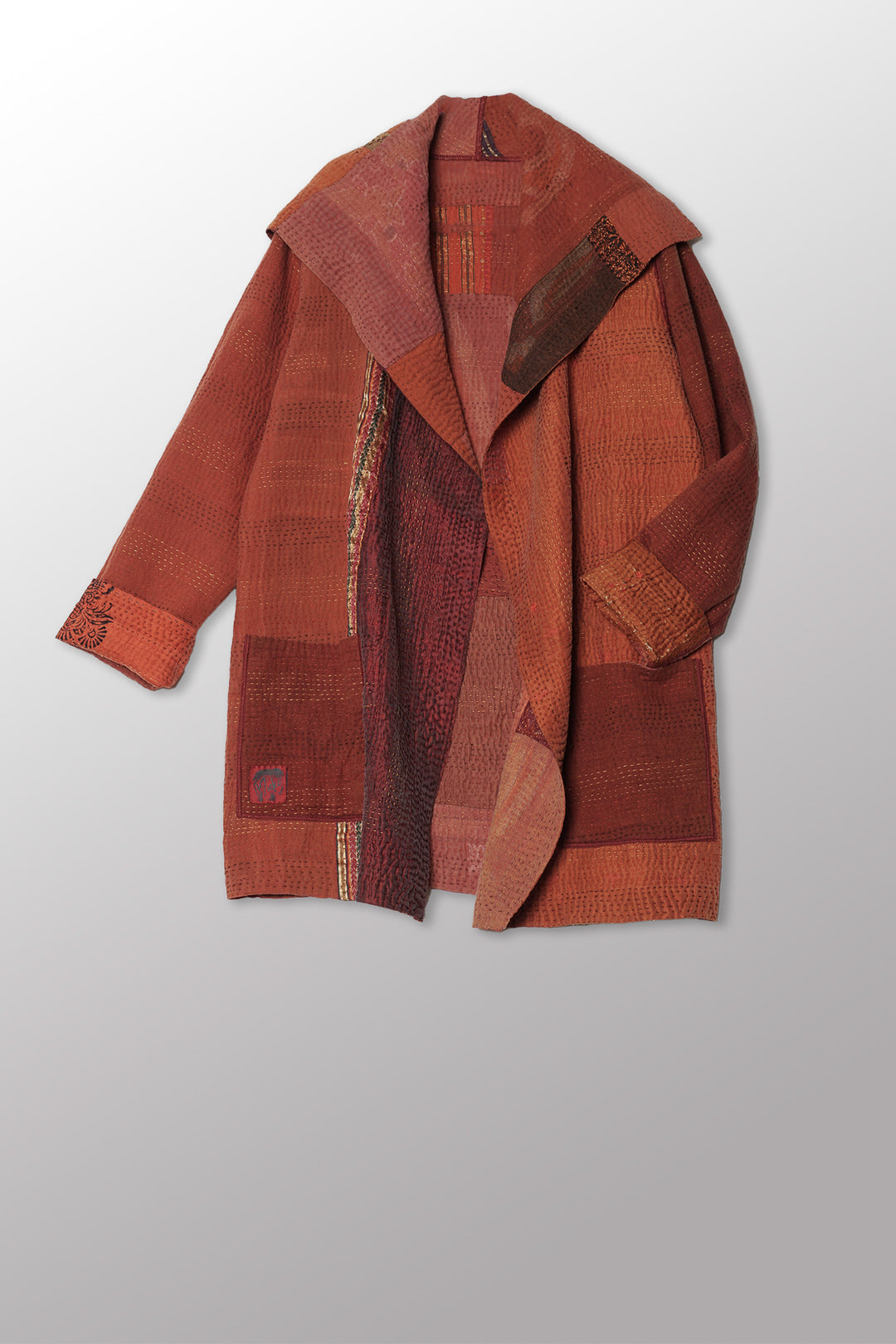 COTTON SILK SW PATCH KANTHA POCKET JKT - ws4002-org -