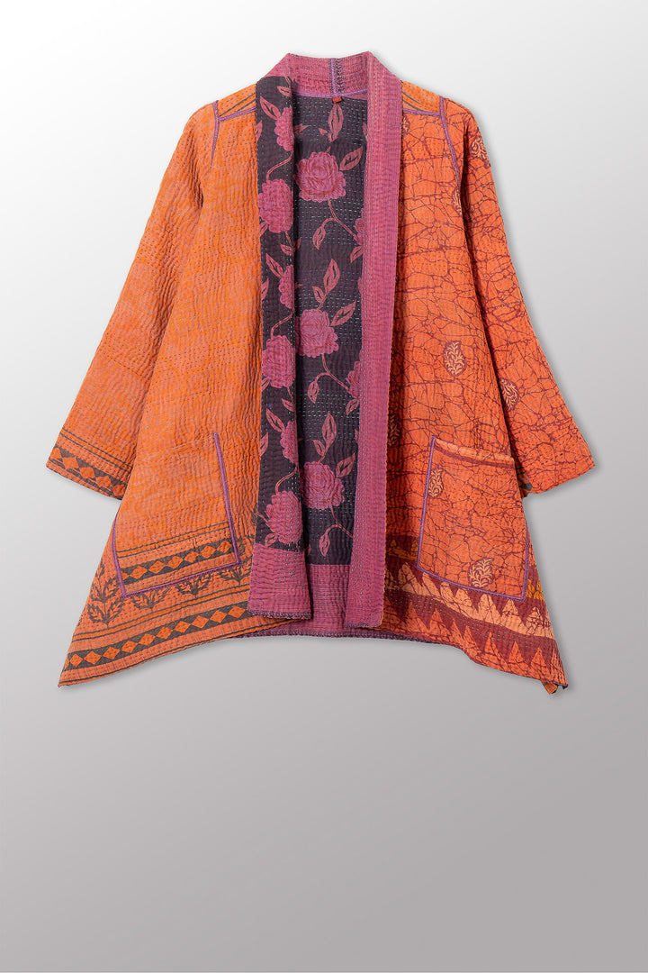 COTTON OVERDYE KANTHA A-LINE JKT - ov4003-cfus039a -