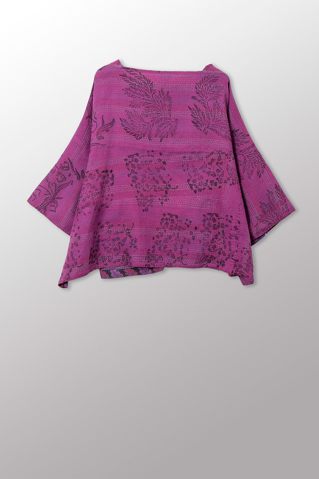 VINTAGE COTTON & NEW VOILE KANTHA 3/4 SLV. CROP TOP MIO - cn2538-0011a -
