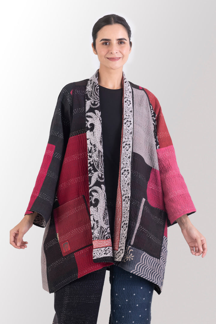 PAISLEY & PATCH KANTHA A-LINE JKT - py4003-blk -