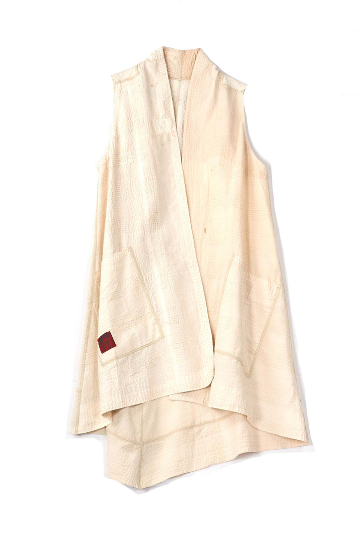 JAIPUR WHITE KANTHA A-LINE SHORT VEST - jw4210-ivy -