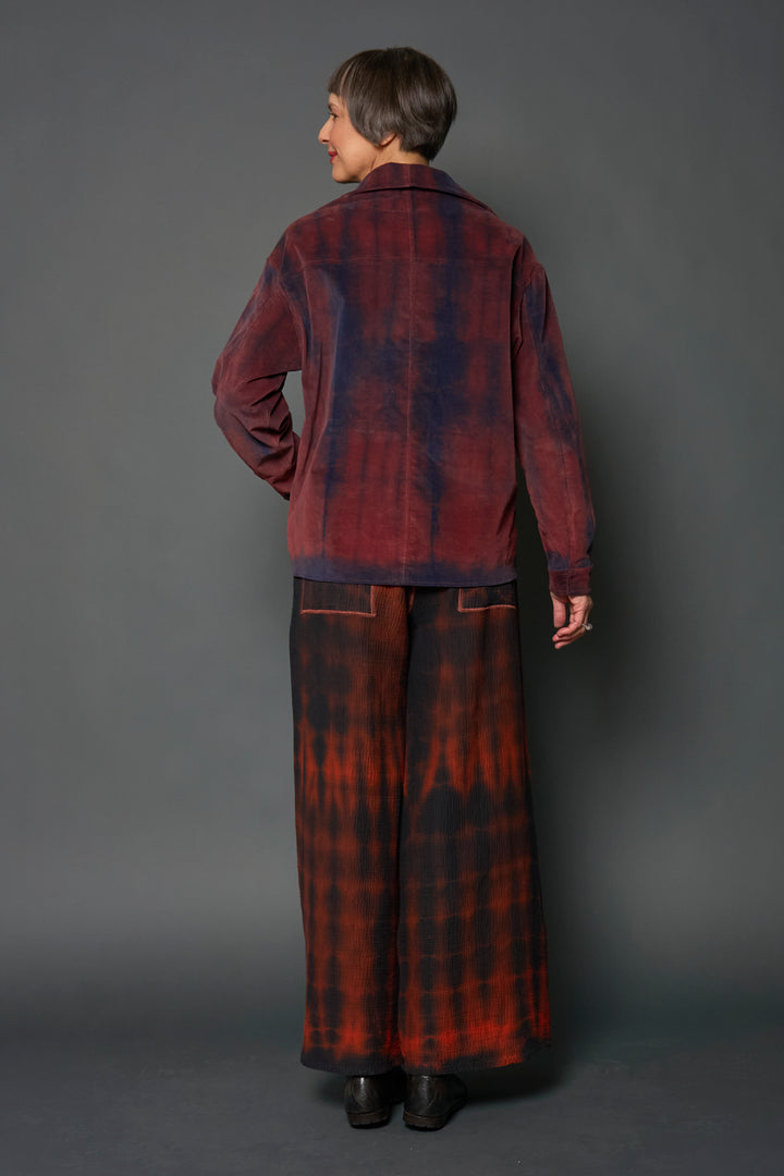 CORDUROY SHIBORI TIE DYE WORKERS JACKET - co1085-nvy -