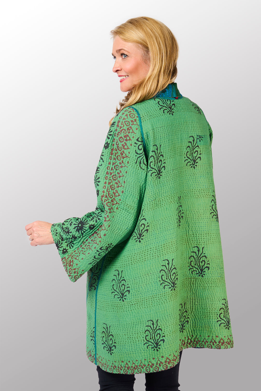 COTTON OVERDYE KANTHA A-LINE JKT - ov4003-cblu034a -