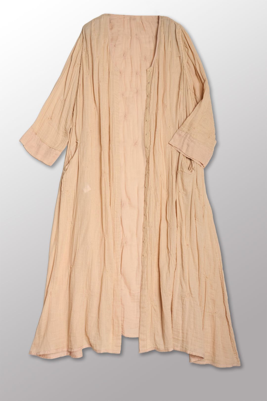 GAUZE SHIBORI GARMENT KANTHA A-LINE DRESS - bl-gg2460-pik -