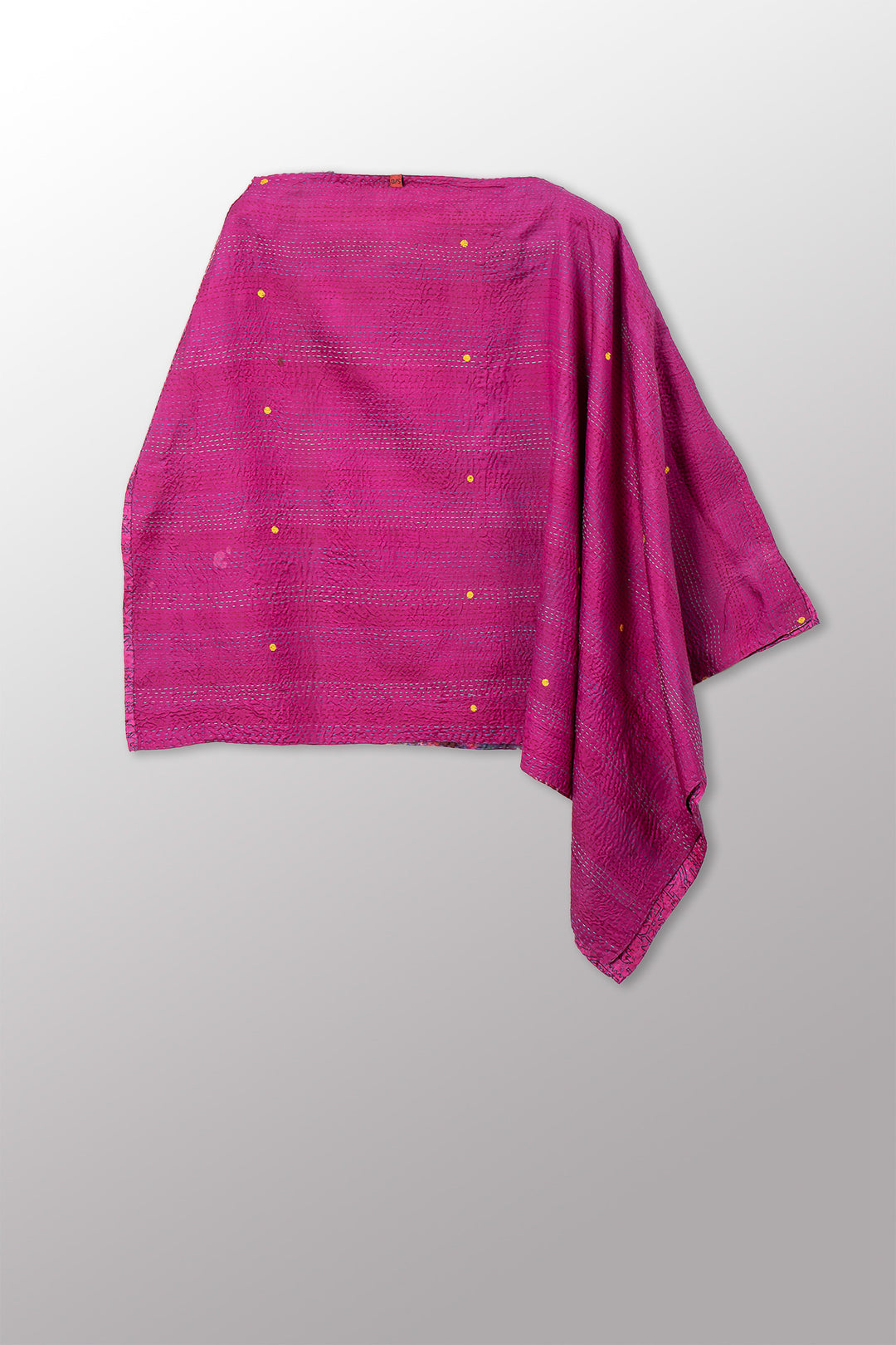 VINTAGE SILK KANTHA LONG CAPE - sv2841-0004a -