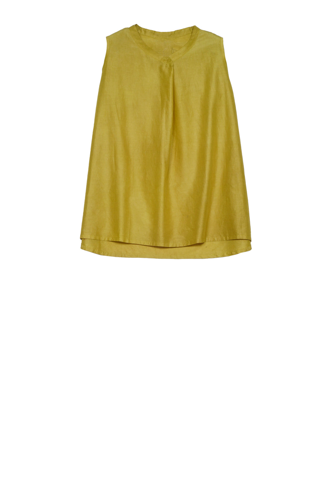 DYED COTTON SILK HEAVY VOILE WAVY BAND COLLAR SHELL TOP - dh1556-cha -