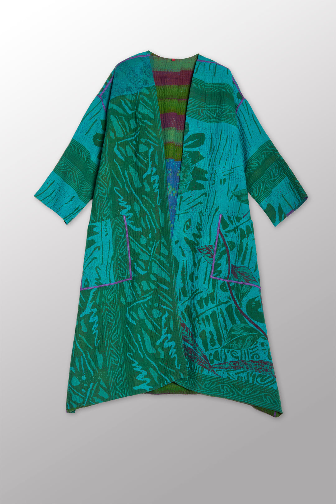 COTTON OVERDYE KANTHA LONG DUSTER - ov4328-ctel004a -