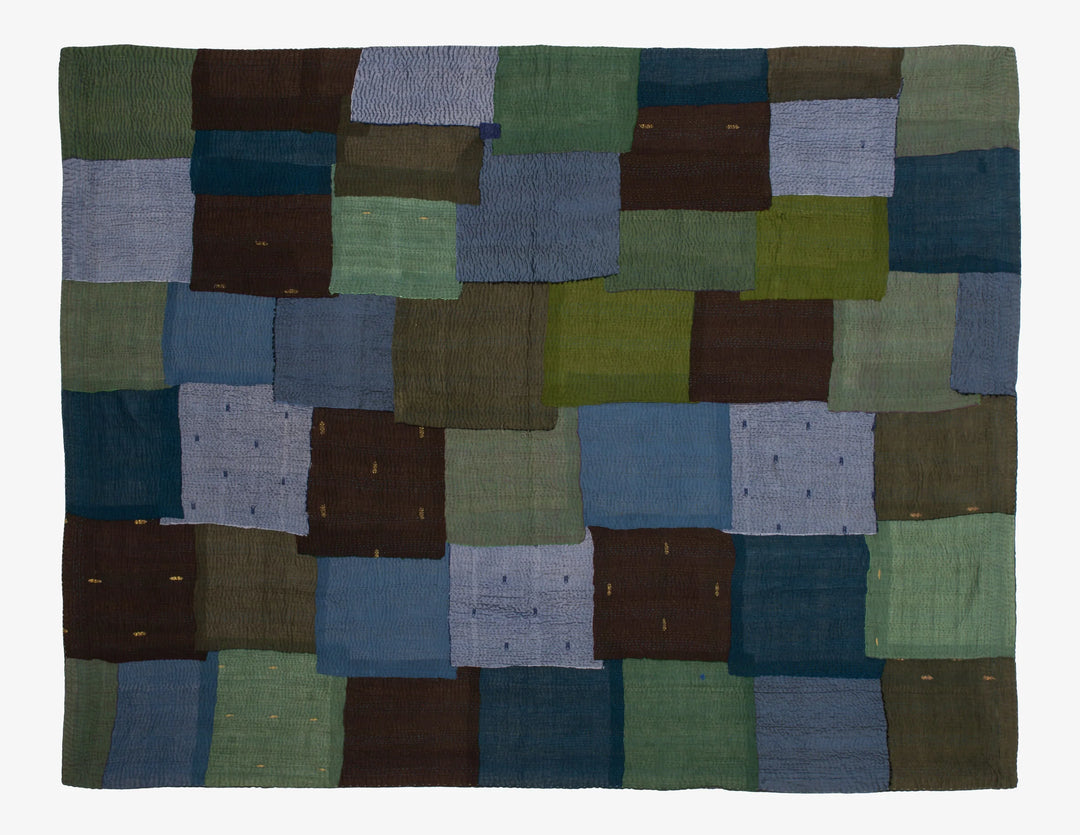 Ombre With Fray Handmade Vintage Kantha Throw -Avocado