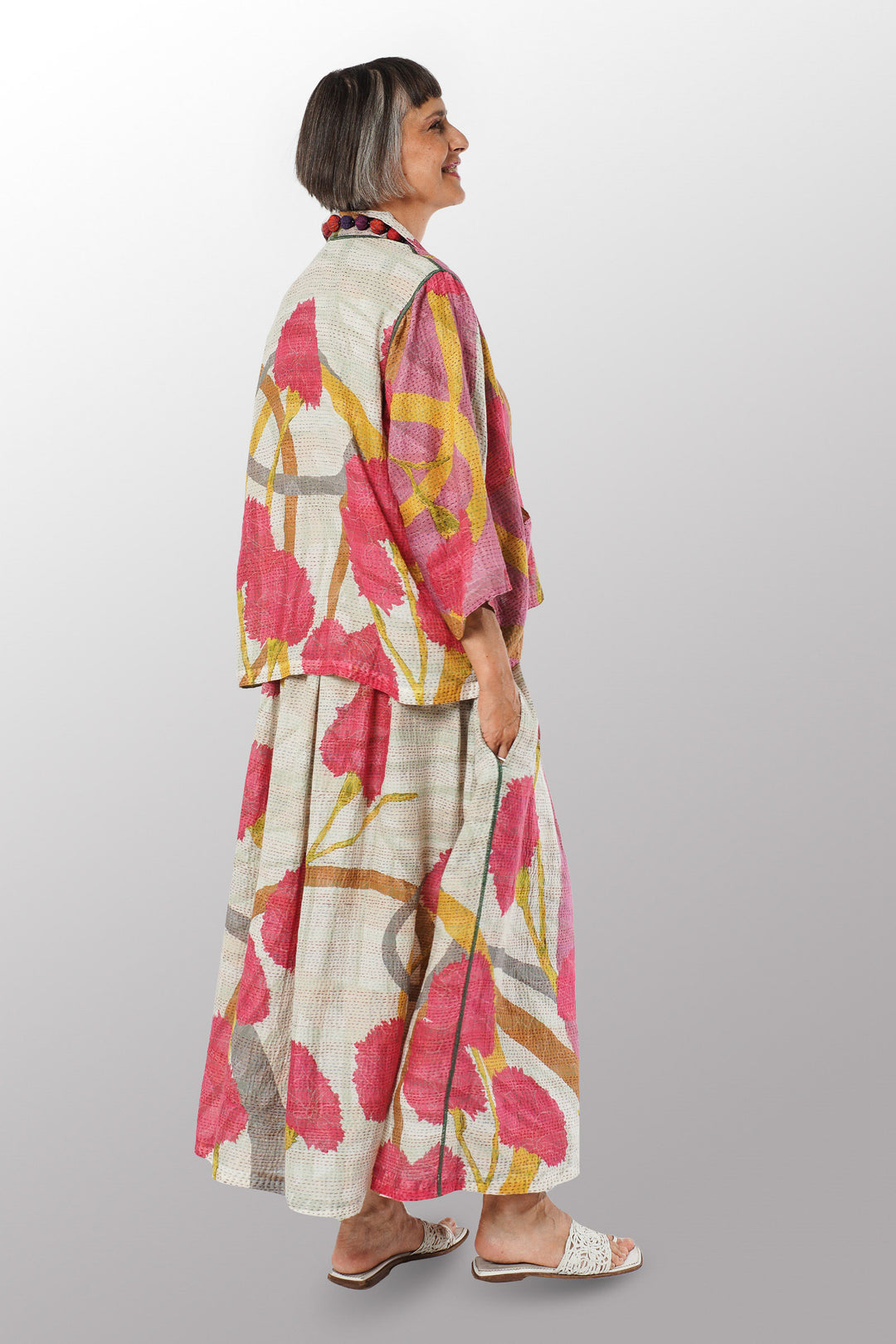 MARIGOLD PRINT KANTHA POCKET SHIRT - mg2588-pik -