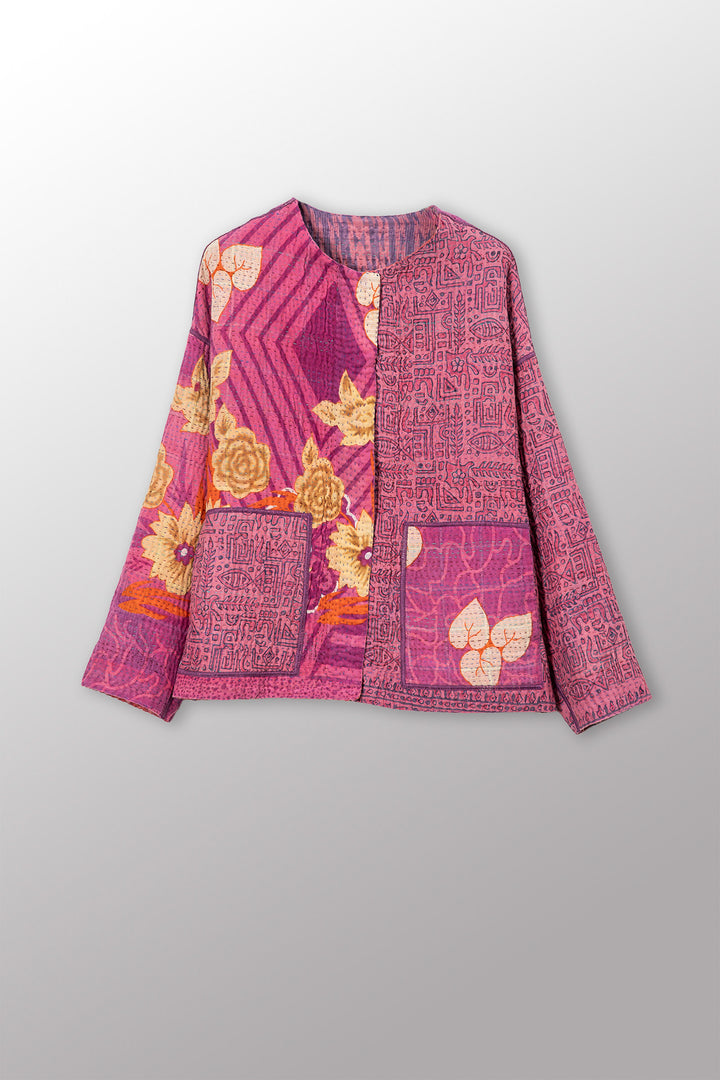 VINTAGE COTTON KANTHA CREW NECK SHORT JKT - cv4053-0069a -