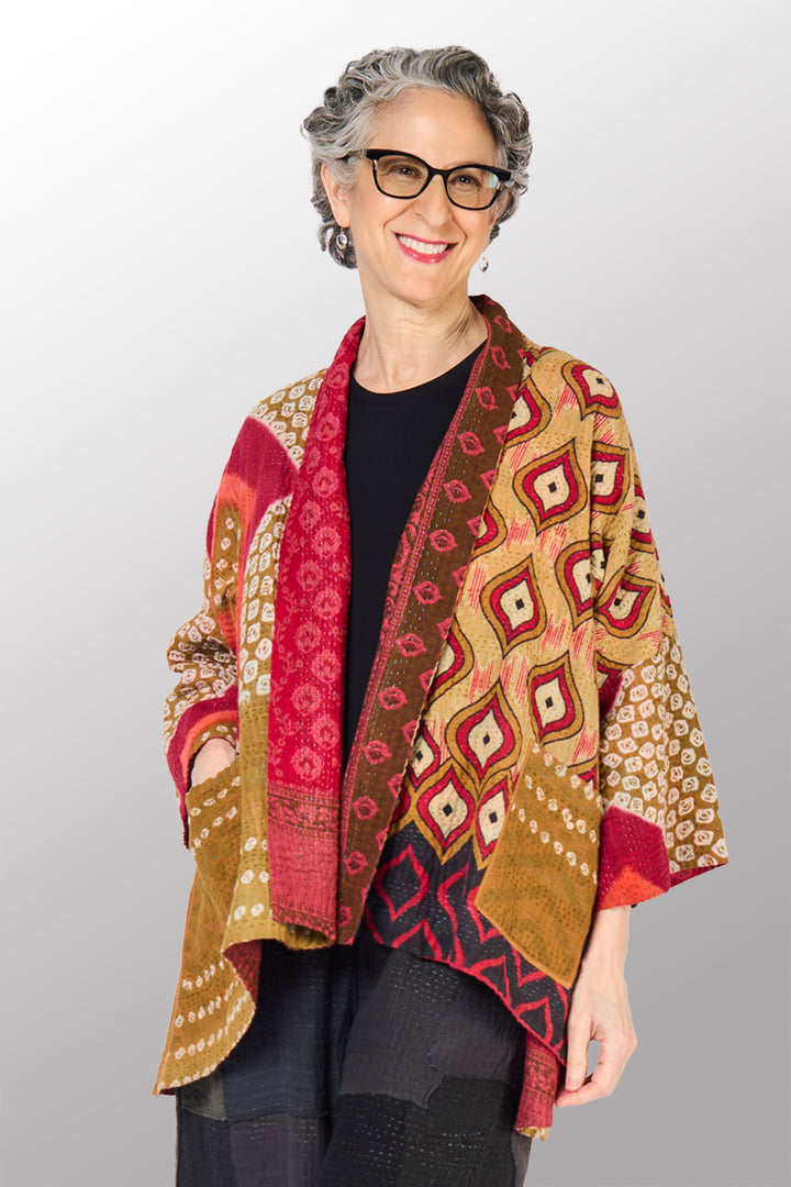 COTTON OVERDYE KANTHA KIMONO JKT - ov4004-cred001a -