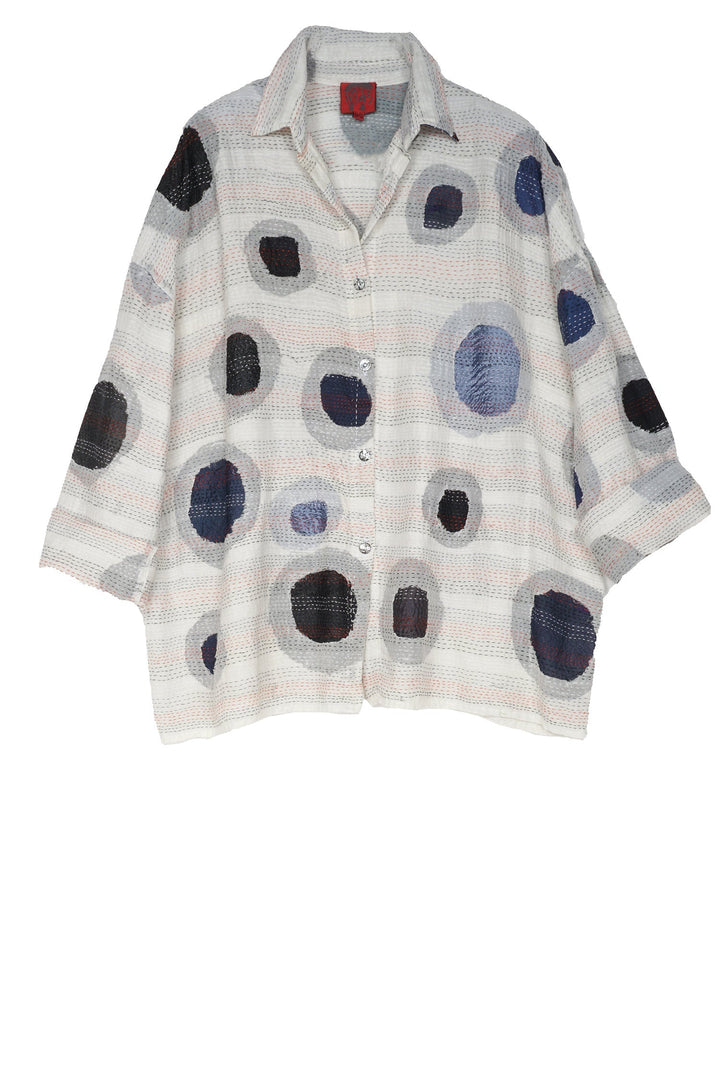 CUT OUT KANTHA CAMP SHIRT - ck2525-wht -