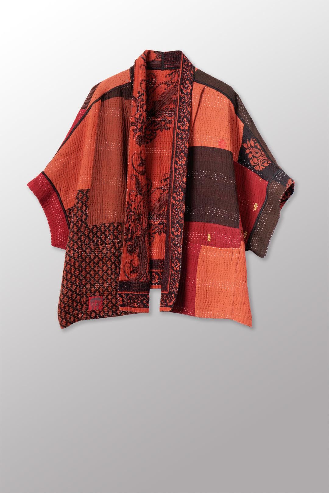 PAISLEY & PATCH KANTHA MINI PONCHO - py4060-org -