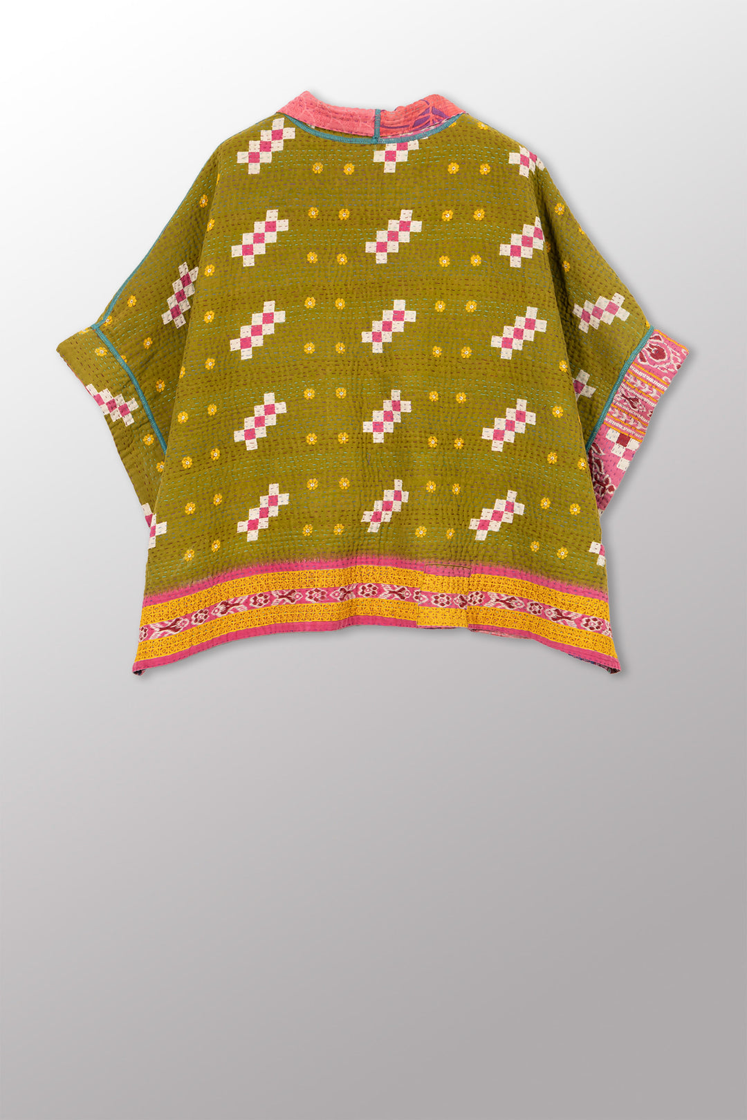 VINTAGE COTTON KANTHA MINI PONCHO - cv4060-0068a -