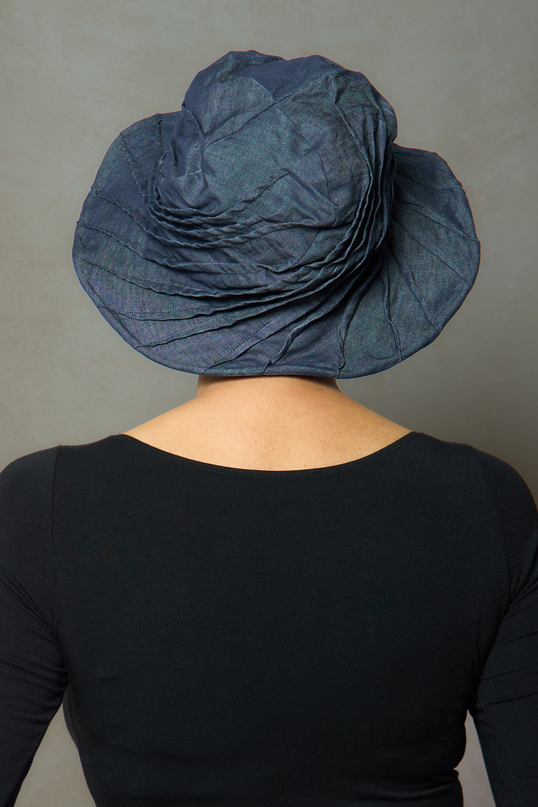 LIGHT DENIM TWIST TUCKED BRIM HAT - ld1886-nvy -