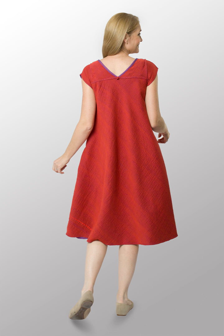BLOOMING FLOWERS KANTHA CAP SLV. FLARE DRESS - bf4425-prp -