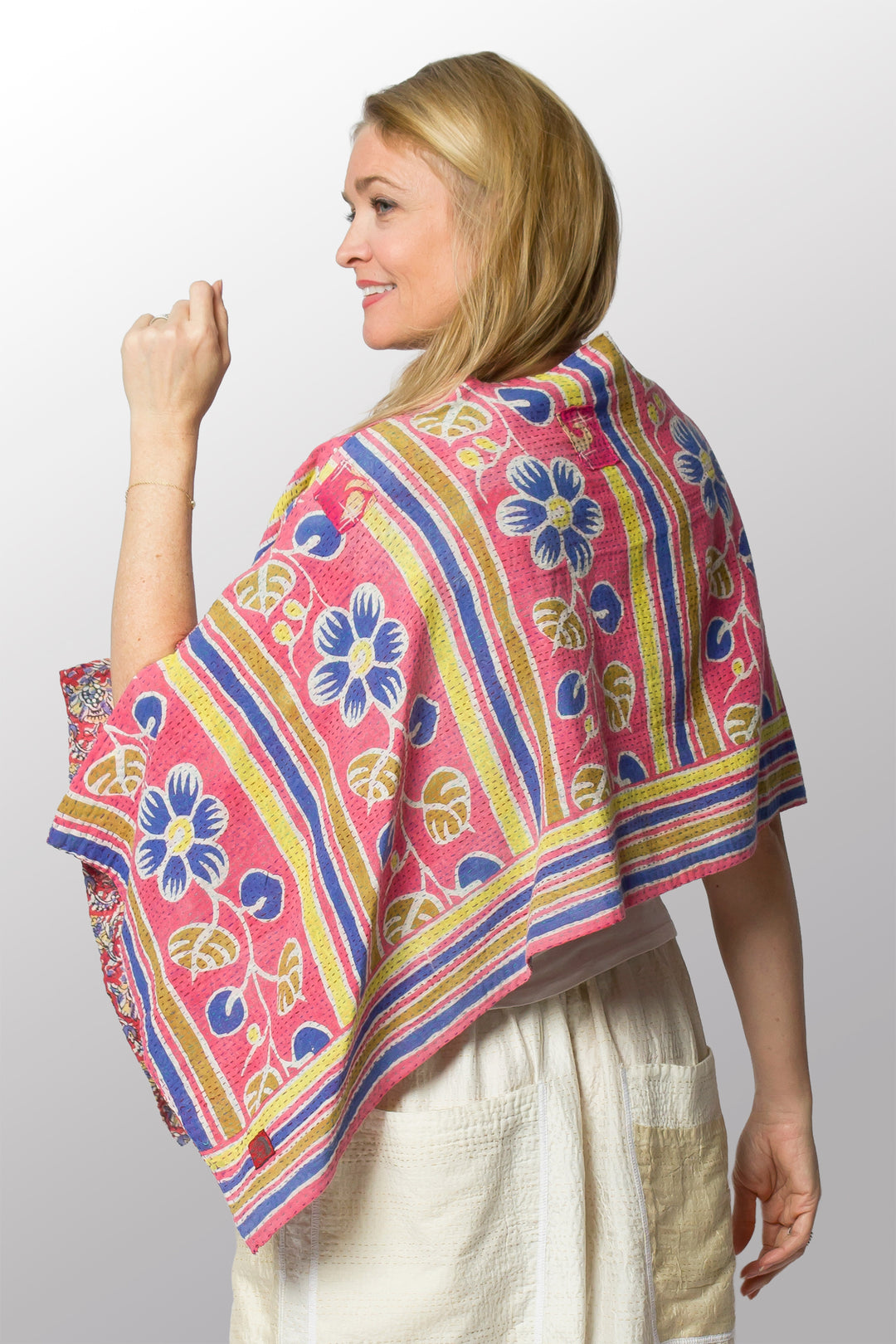 VINTAGE COTTON KANTHA CAPE - cv2806-0001a -