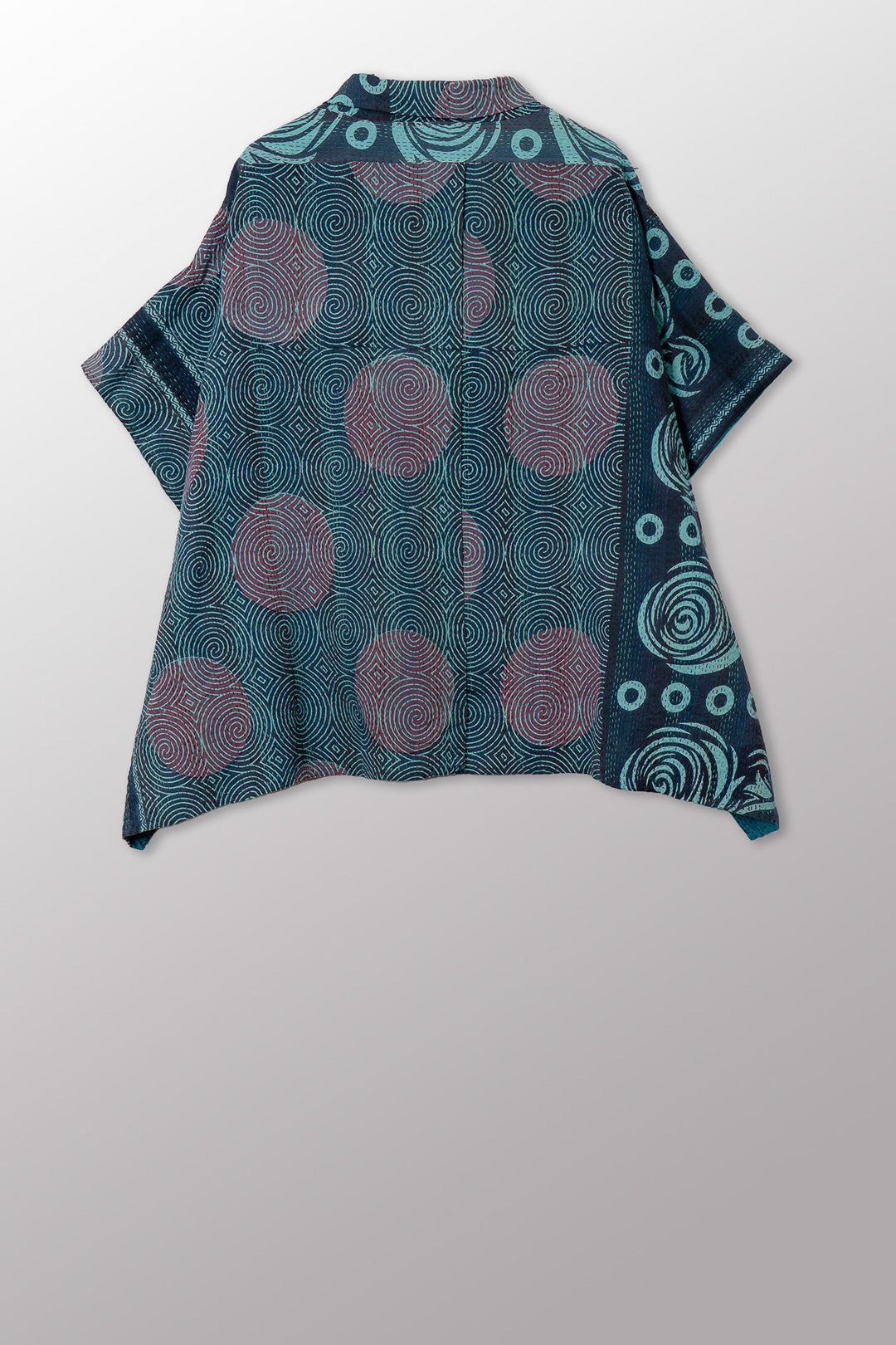 VINTAGE COTTON & NEW VOILE KANTHA PONCHO TOP - cn2568-0003a -