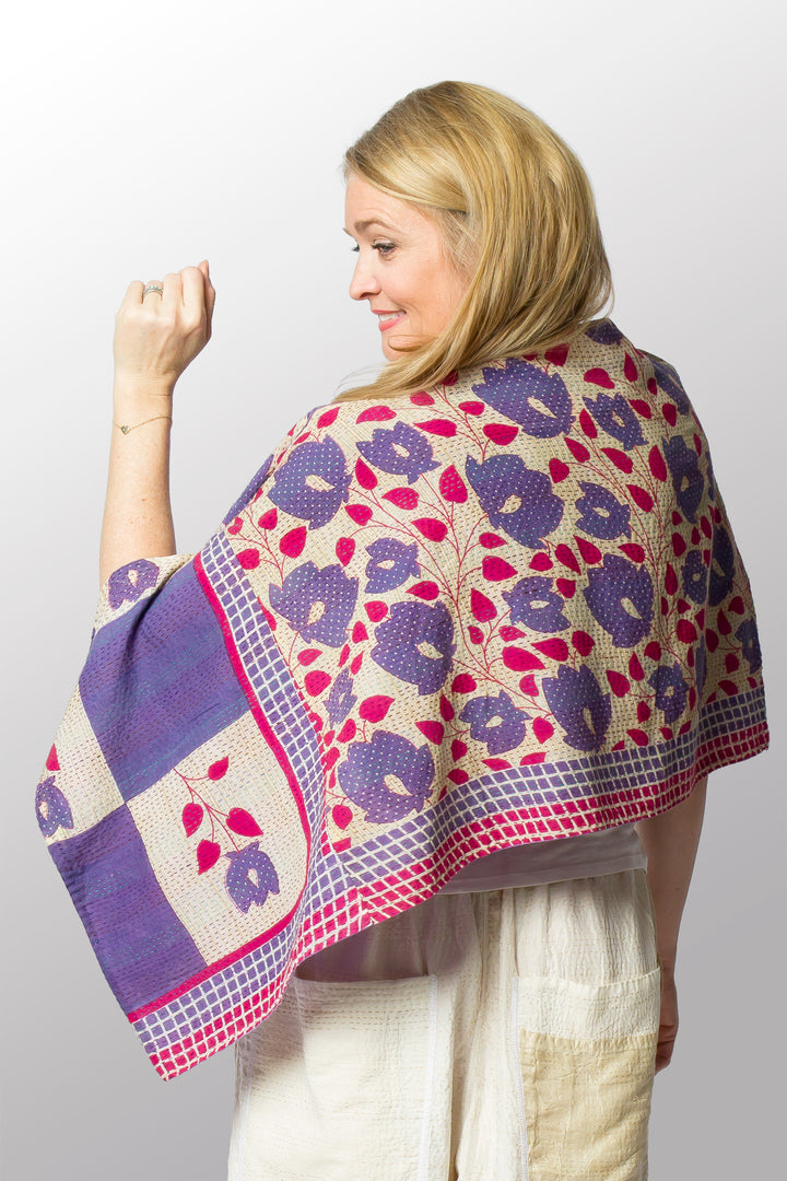 VINTAGE COTTON KANTHA CAPE - cv2806-0002a -
