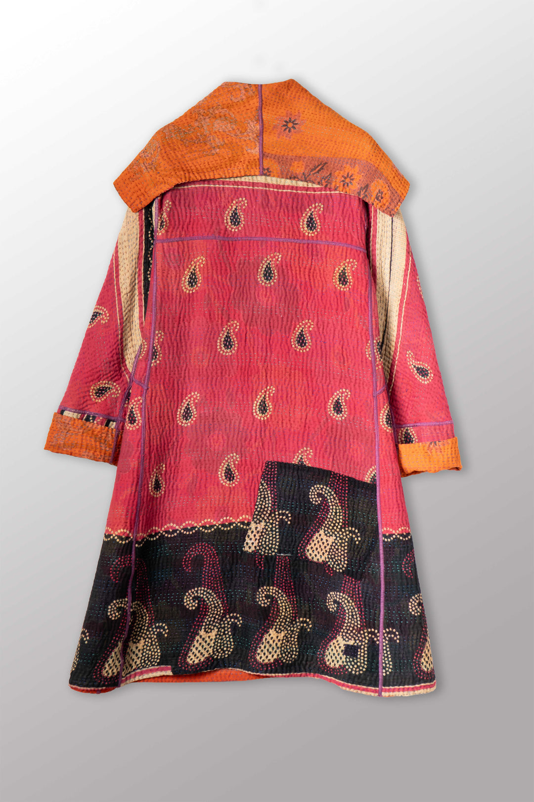 VINTAGE COTTON KANTHA A-LINE COAT - cv4309-0066a -