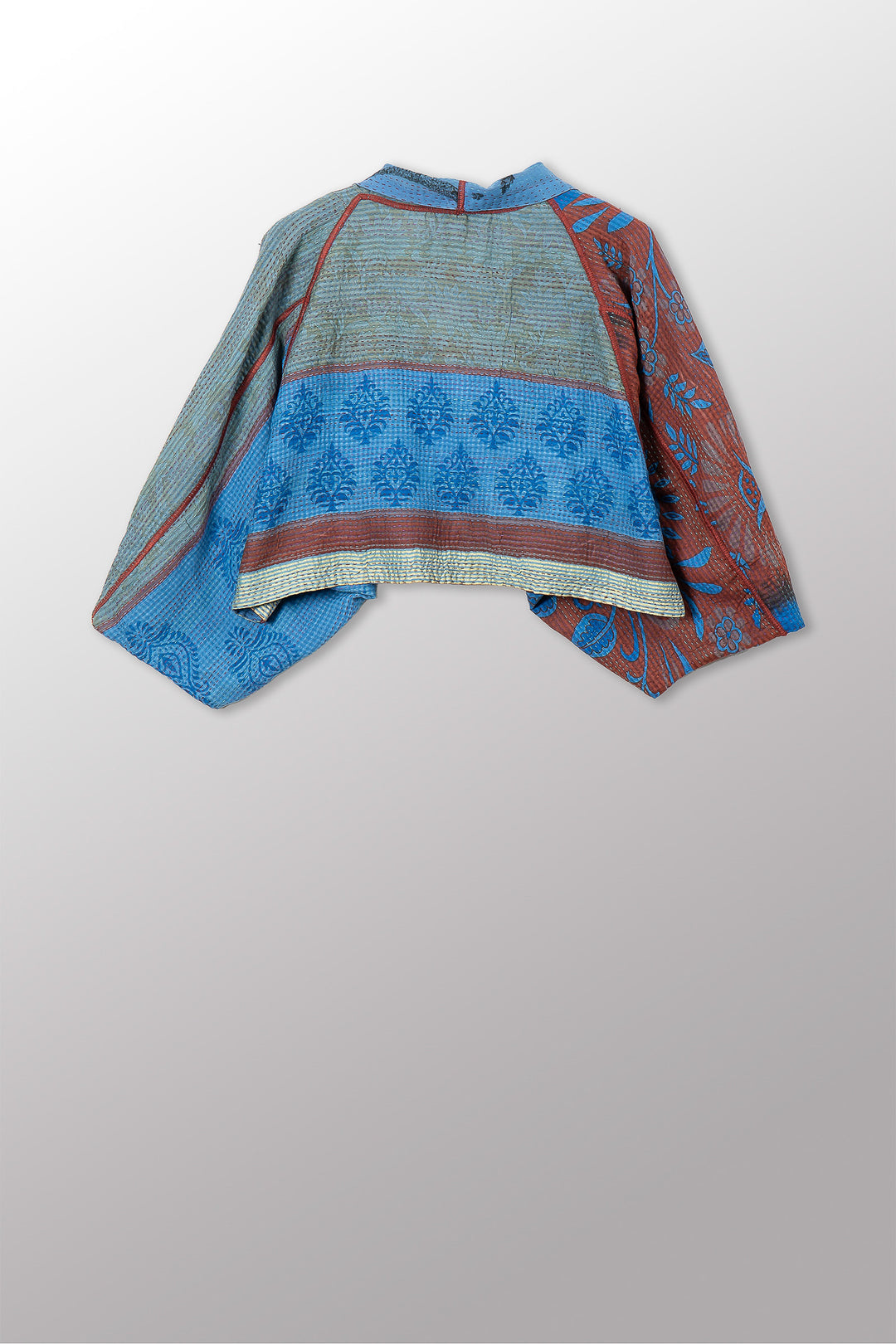 VINTAGE COTTON & NEW VOILE KANTHA PUFF SLV. SHRUG - cn2062-0006a -