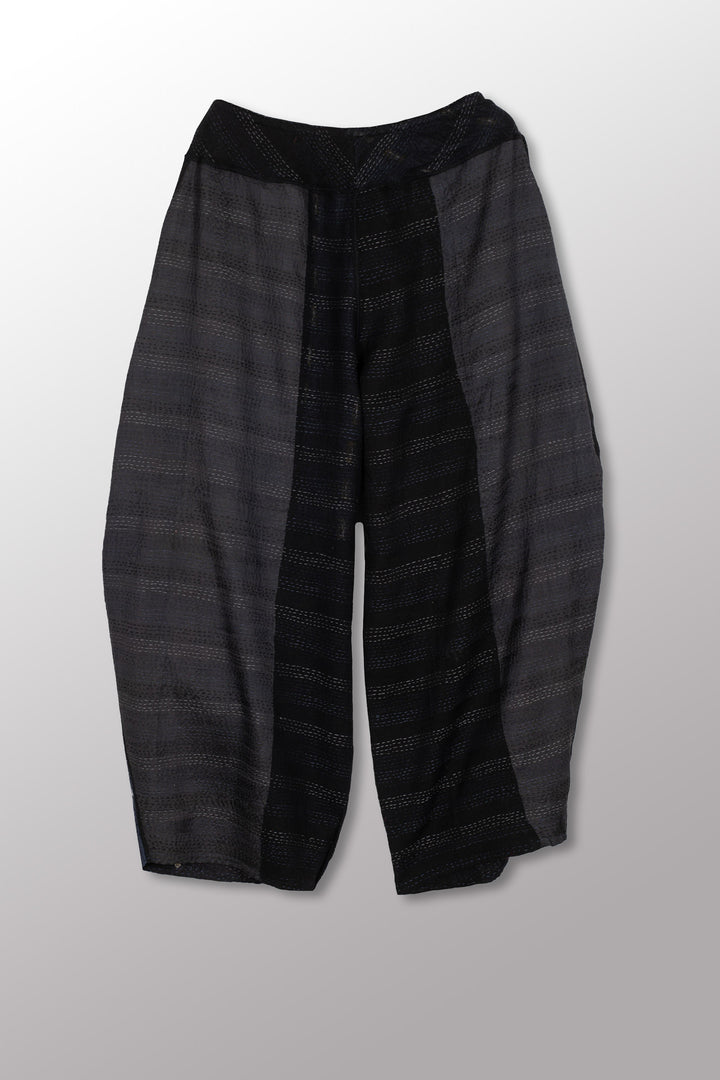 JAIPUR PATCH KANTHA KNEE TUCKED PANTS - jp2625-blk -