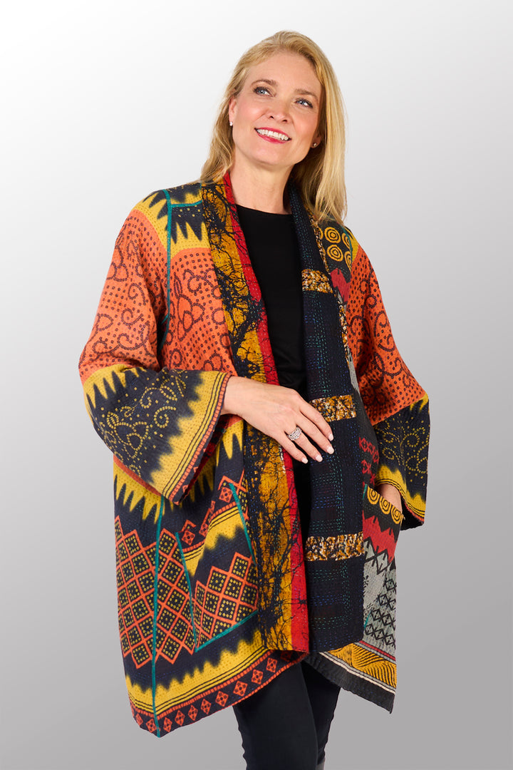 VINTAGE COTTON KANTHA A-LINE JKT - cv4003-0444a -