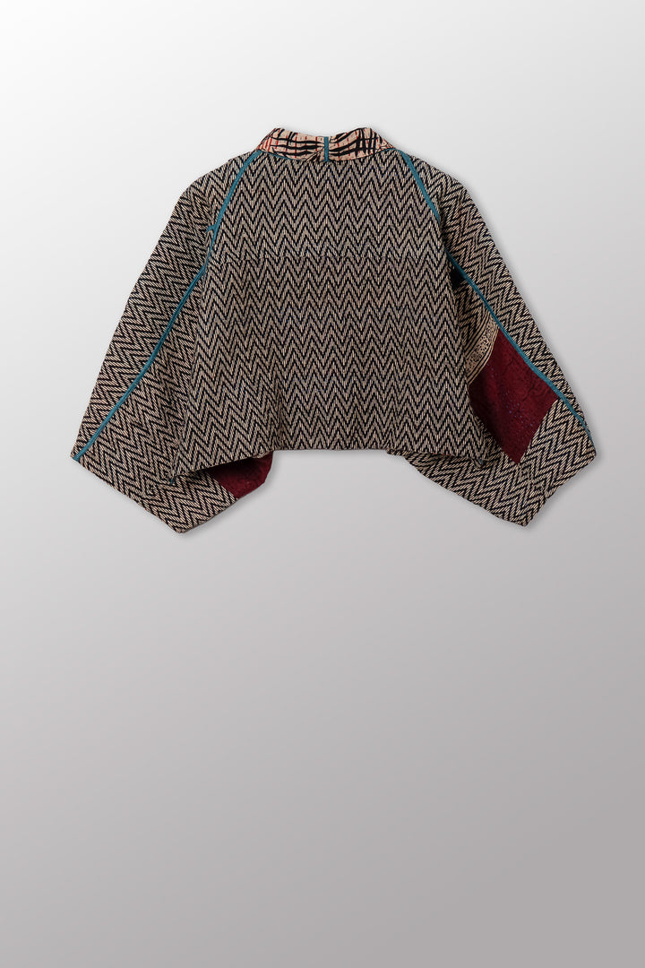 SOHO BAMBOO KANTHA PUFF SLV. SHRUG - bo4062-cblk004a -