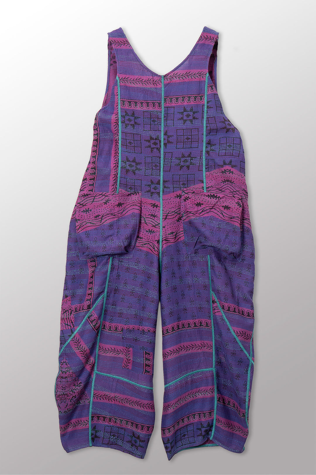 VINTAGE COTTON & NEW VOILE KANTHA V-NECK JUMPER - cn2622-0003m -