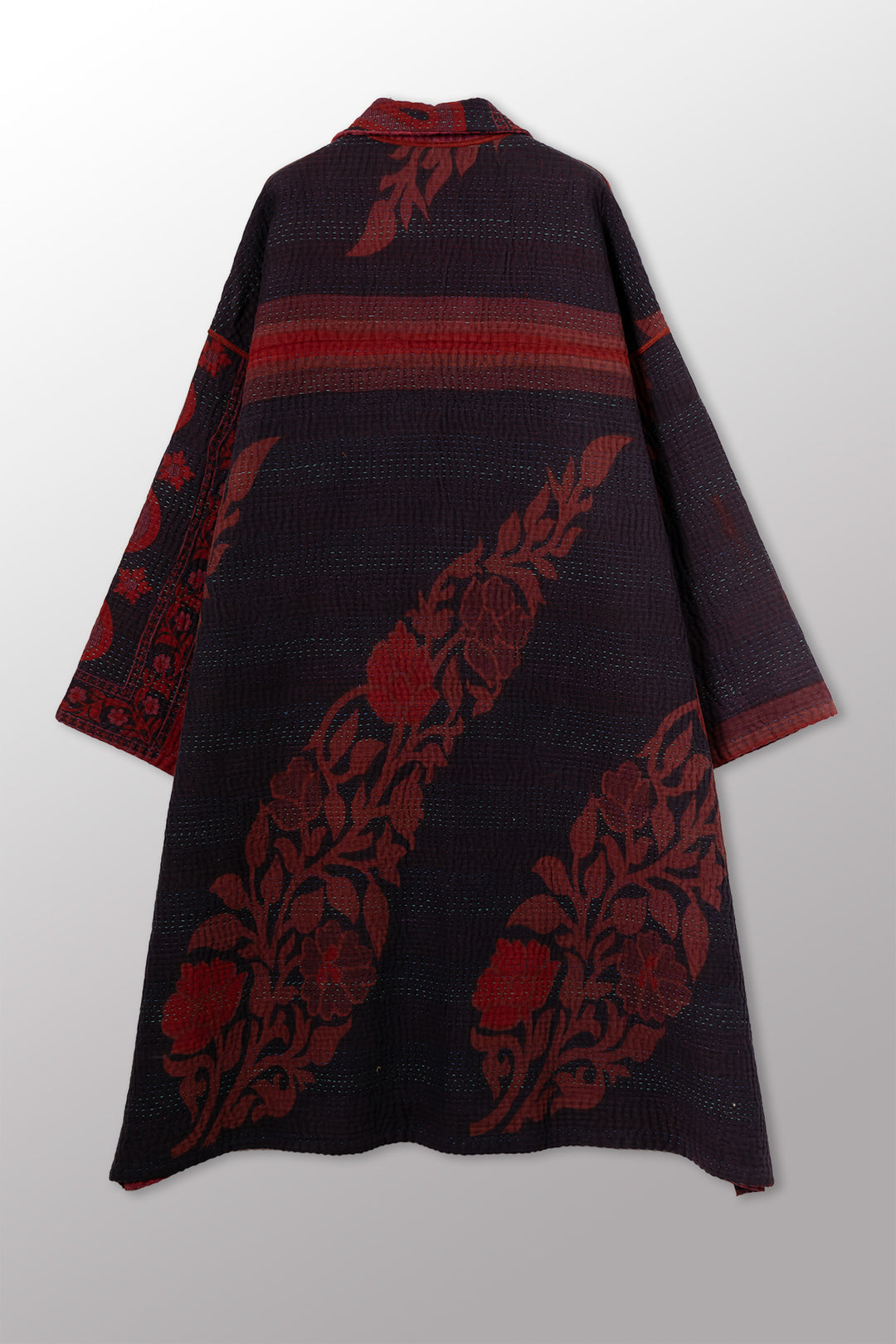 COTTON OVERDYE KANTHA NEW OVERSIZED COAT - ov4342-cred008a -