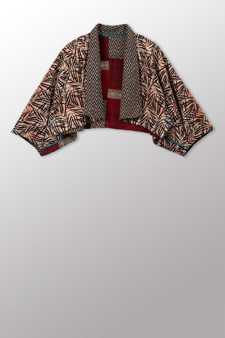 SOHO BAMBOO KANTHA PUFF SLV. SHRUG - bo4062-cblk007a -
