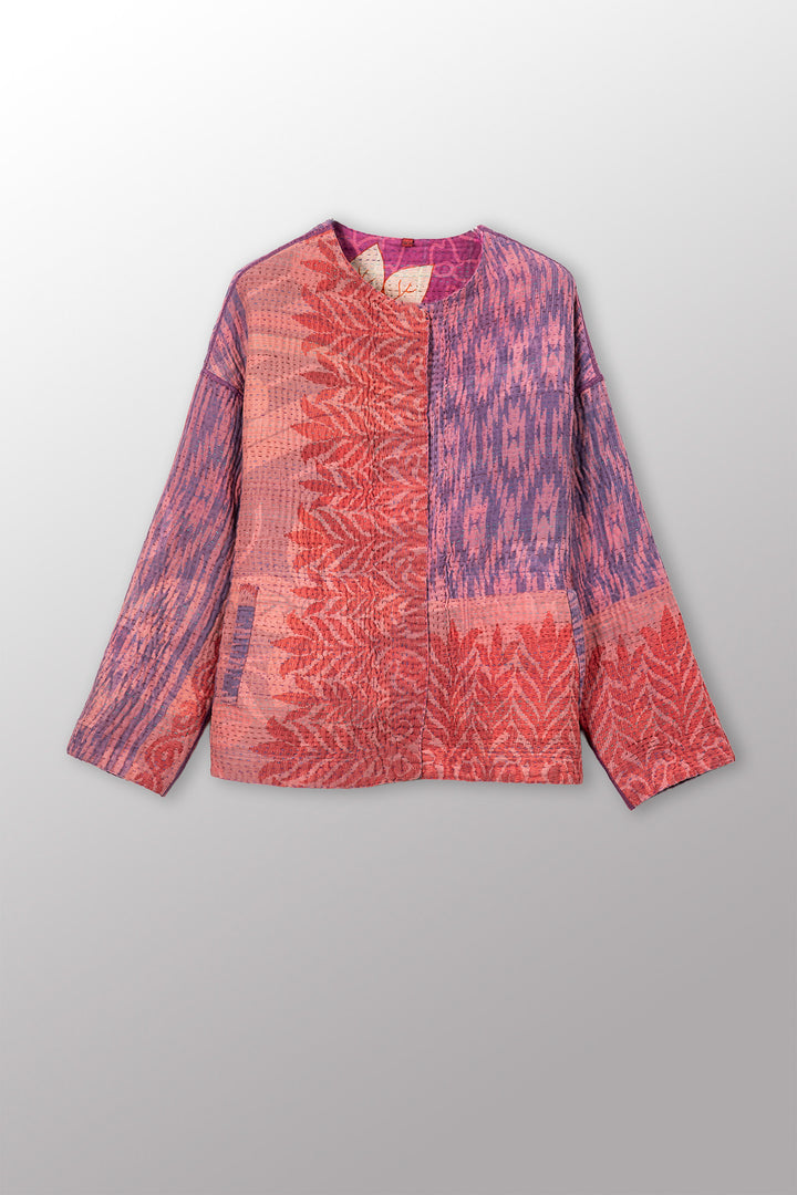 VINTAGE COTTON KANTHA CREW NECK SHORT JKT - cv4053-0069a -