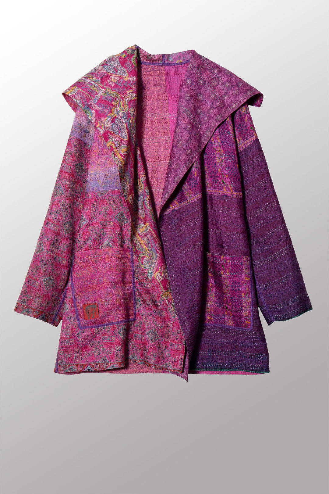 VINTAGE SILK KANTHA POCKET JKT - sv2002-0070a -