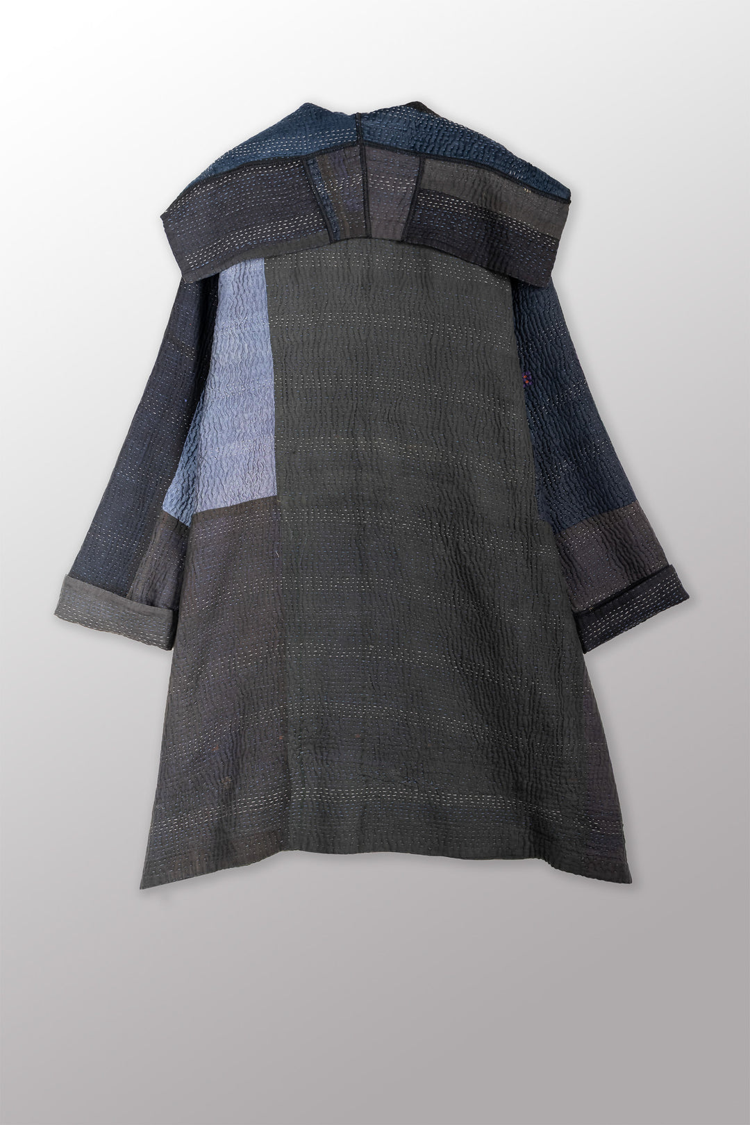 JAIPUR PATCH KANTHA POCKET MEDIUM COAT - jp4316-blk -