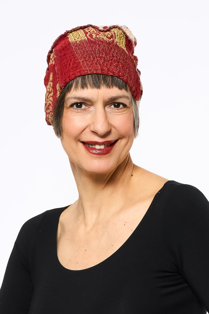VINTAGE COTTON BBK KANTHA PATCHWORK HAT - bb4880-0002a -