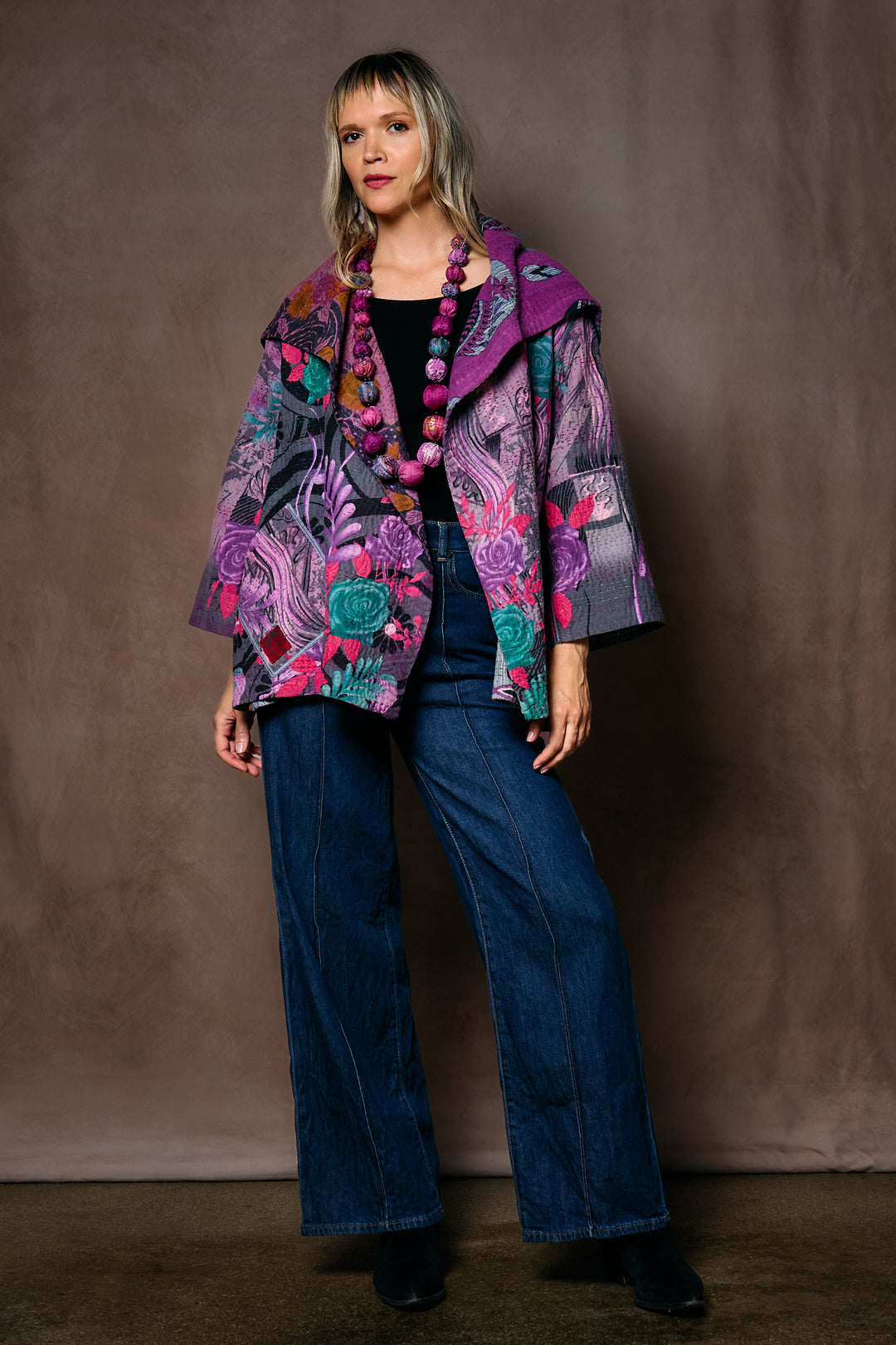 VINTAGE COTTON KANTHA FLARE JKT - cv4010-0168a -