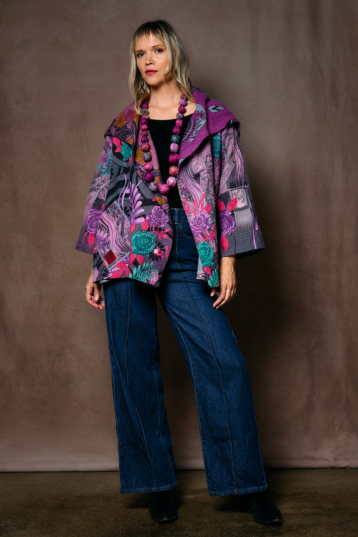 VINTAGE COTTON KANTHA FLARE JKT - cv4010-0168a -