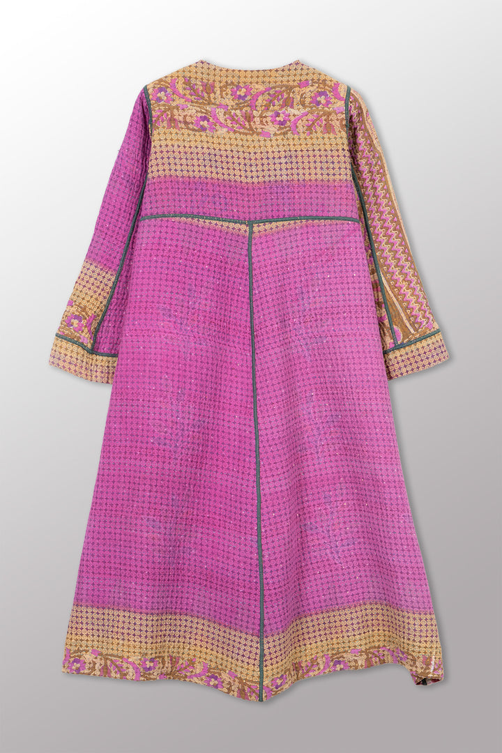 VINTAGE COTTON KANTHA WRAP FLARE COAT - cv4330-0033a -