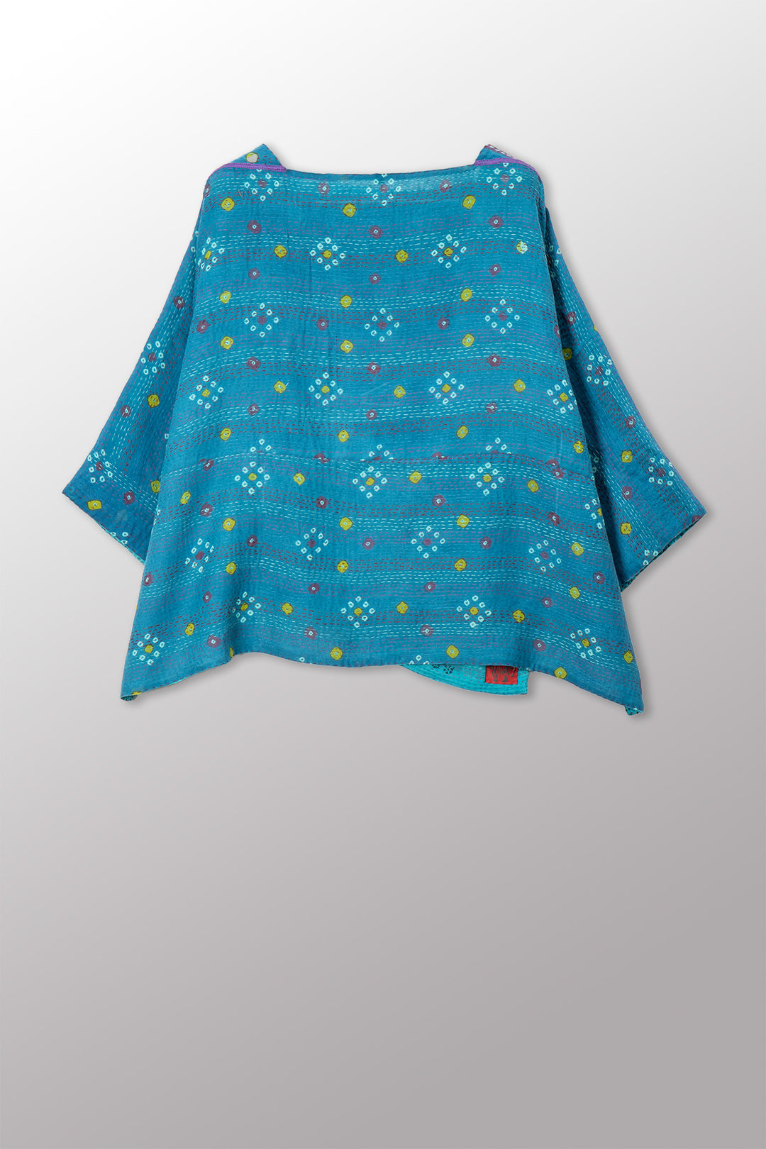 VINTAGE COTTON & NEW VOILE KANTHA 3/4 SLV. CROP TOP MIO - cn2538-0008a -
