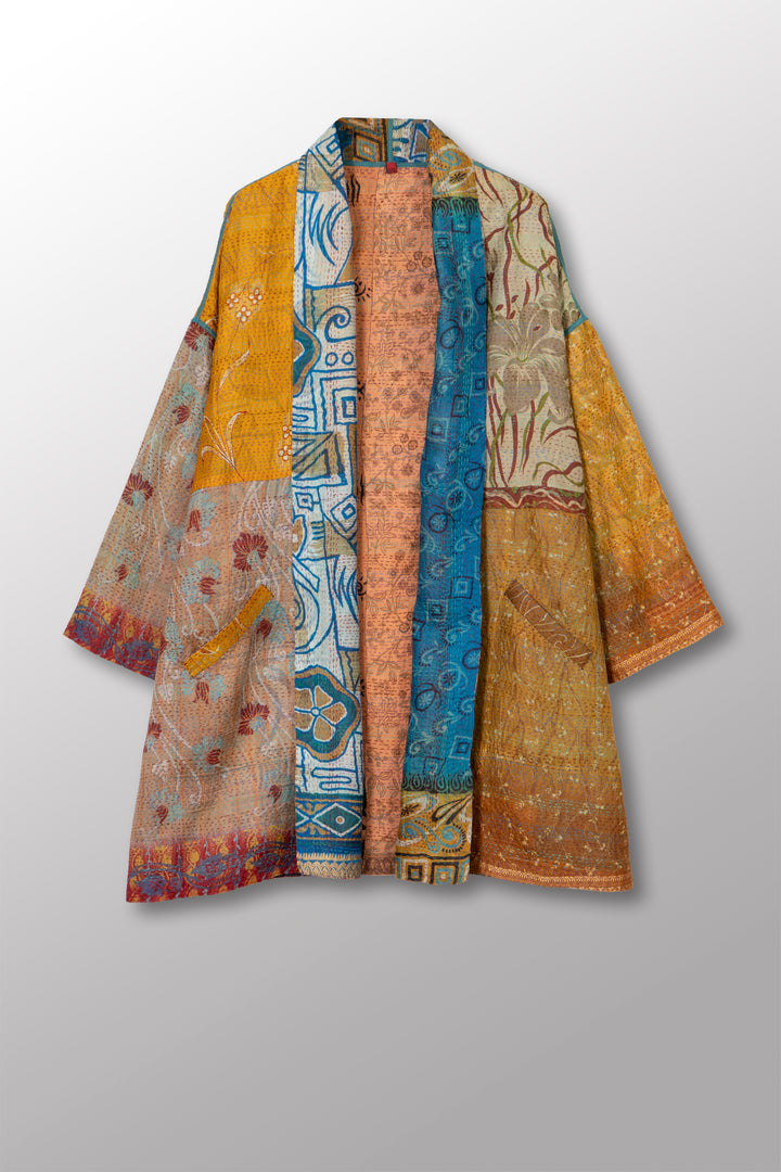 VINTAGE SILK KANTHA HAORI JACKET - sv2068-0003a -