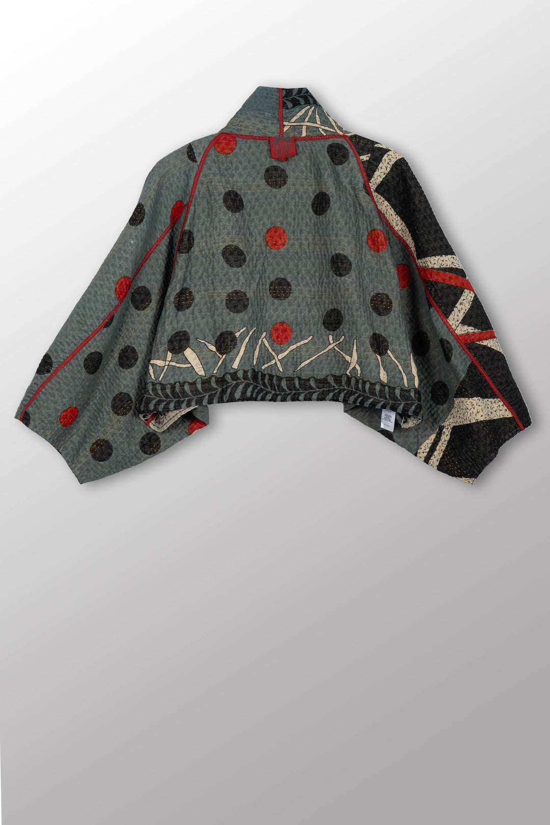 DOT & PAISLEY KANTHA PUFF SLV. SHRUG - dp4062-nvy -