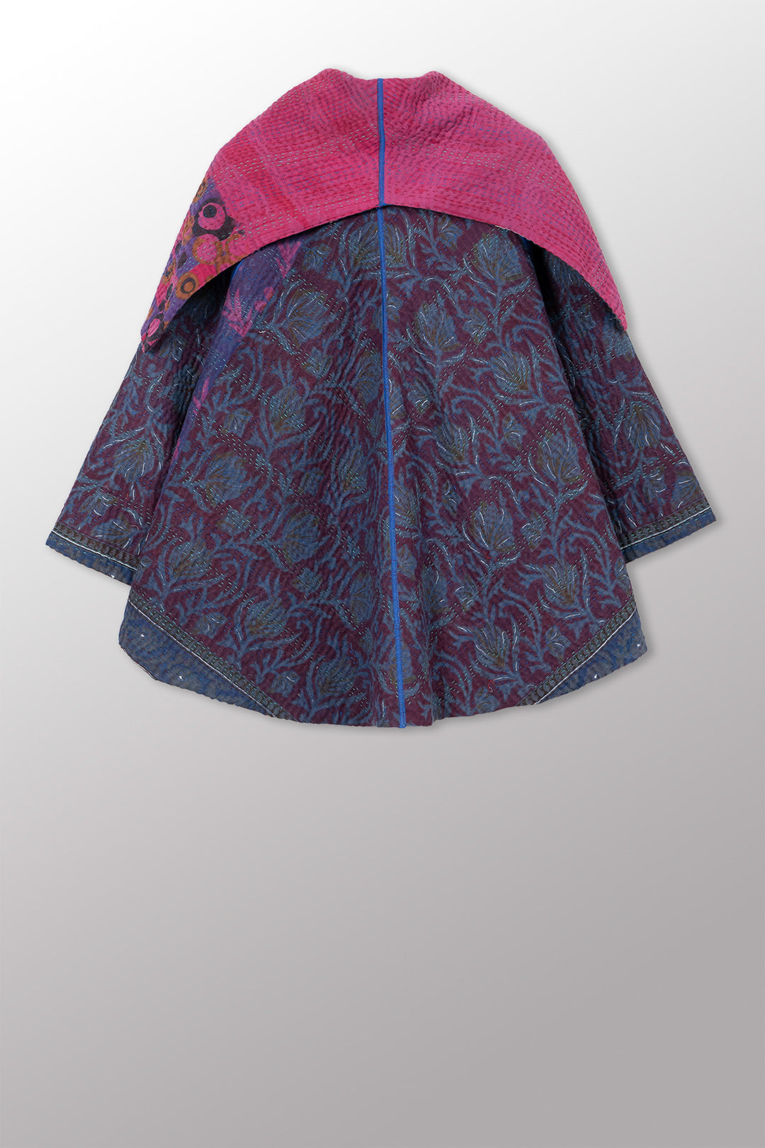 COTTON OVERDYE KANTHA CIRCULAR JACKET - ov4008-cprp001a -