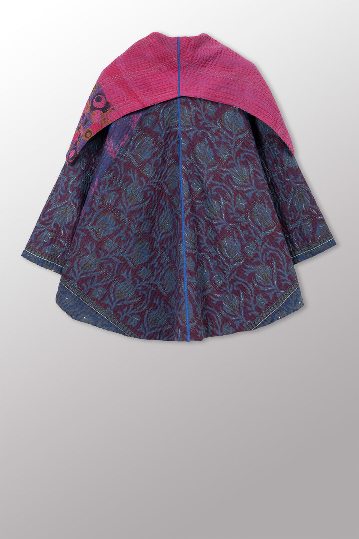 COTTON OVERDYE KANTHA CIRCULAR JACKET - ov4008-cprp001a -