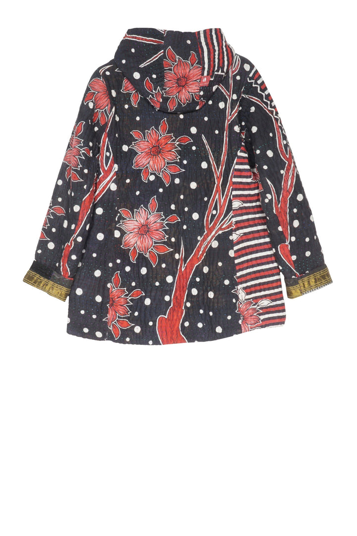 QUILTED VINTAGE COTTON KANTHA HOODED FIT JKT - cq5054-0005l -