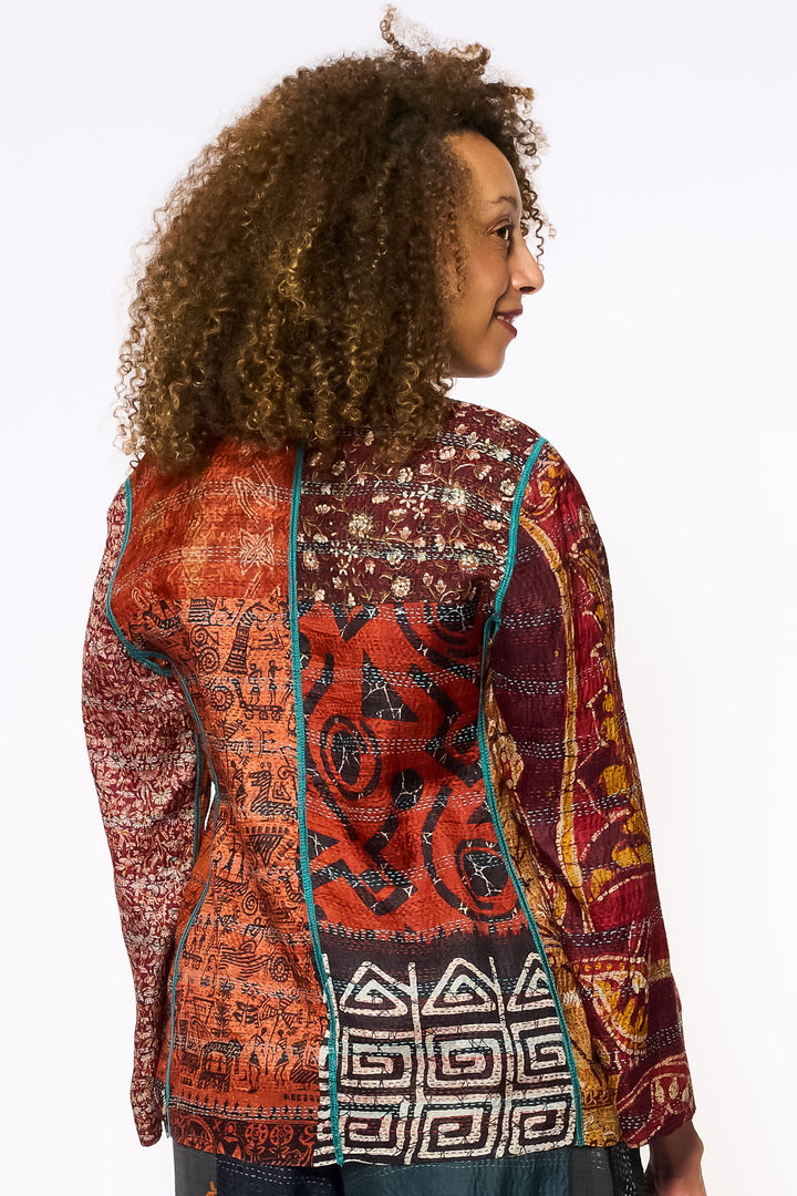 VINTAGE SILK KANTHA SHORT JKT - sv2007-0073m -