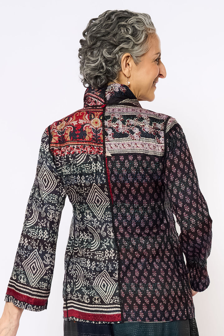 VINTAGE SILK KANTHA SHORT JKT - sv2007-0071s -