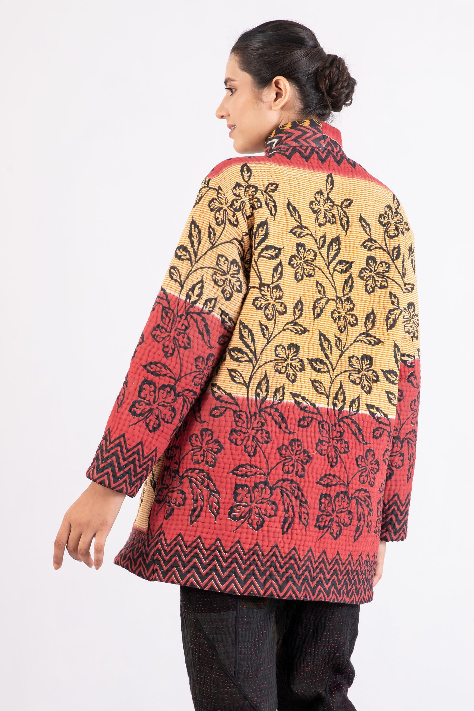 QUILTED VINTAGE COTTON KANTHA MEN'S JACKET - cq5041-0001m